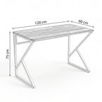 Z-Leg Metal Desk Computer Desk - Black Marble - Black Leg 120 cm