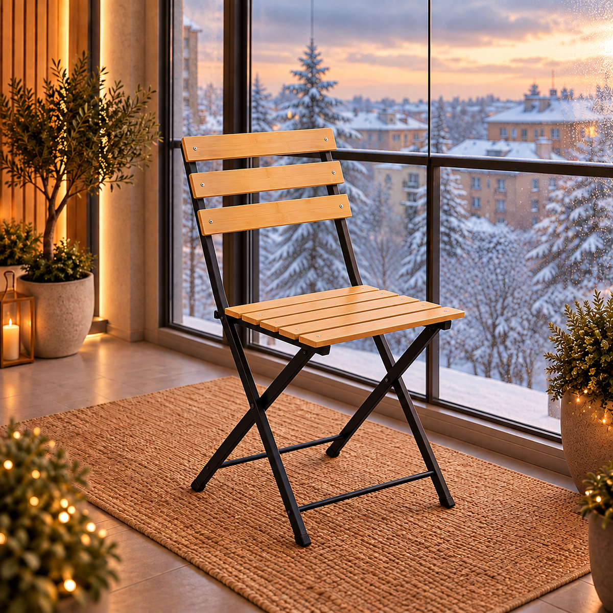 Chaise de balcon pliable en bambou