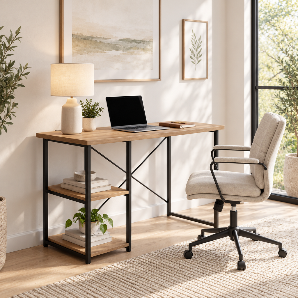 Computer Desk with Shelves - Atlantic Pine