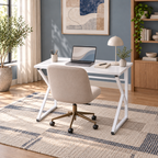 Bureau d'ordinateur de travail en métal avec pieds en Z 90 cm - Blanc