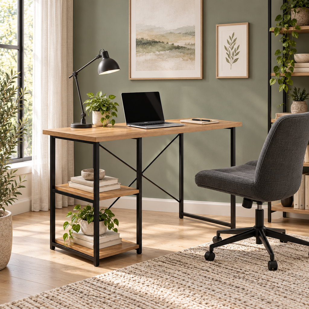 Computer Desk with Shelves - Atlantic Pine