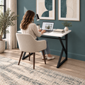 Z-Leg Metal Desk Computer Desk 90 cm - White - Black Legs