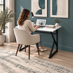 Z-Leg Metal Desk Computer Desk 90 cm - White - Black Legs