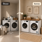 Çamaşır ve Kurutma Makinesi Kapaksız MDF Banyo Dolabı 2'li - Atlantik Çam