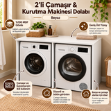 Meuble de salle de bain en MDF pour lave-linge et sèche-linge, sans porte, lot de 2 - Blanc