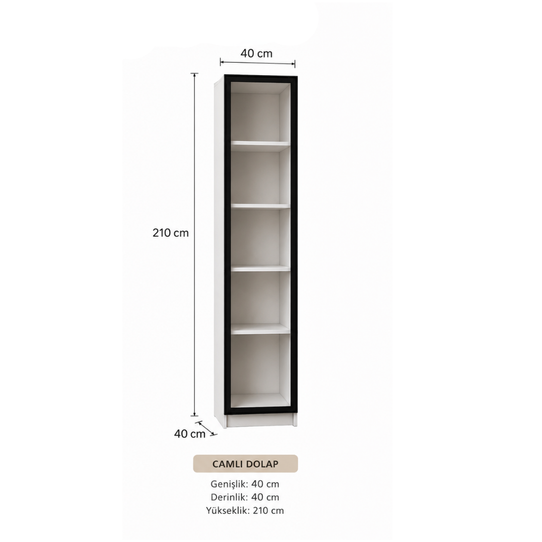 Cam Kapaklı Led Aydınlatmalı Vitrin 210x40