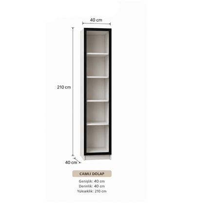 Cam Kapaklı Led Aydınlatmalı Vitrin 210x40