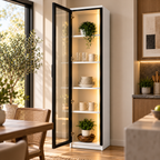 Vitrine avec porte en verre et éclairage LED 210x40