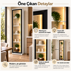 Vitrine avec porte en verre et éclairage LED 210x40