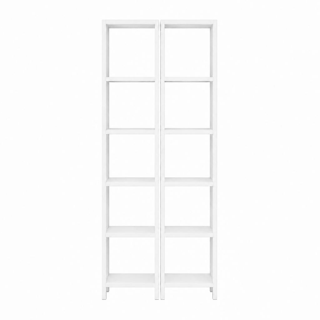 Bibliothèque décorative 2 pièces à 6 étagères, bibliothèque, bibliothèque de bureau, armoire, étagère à livres - Blanc