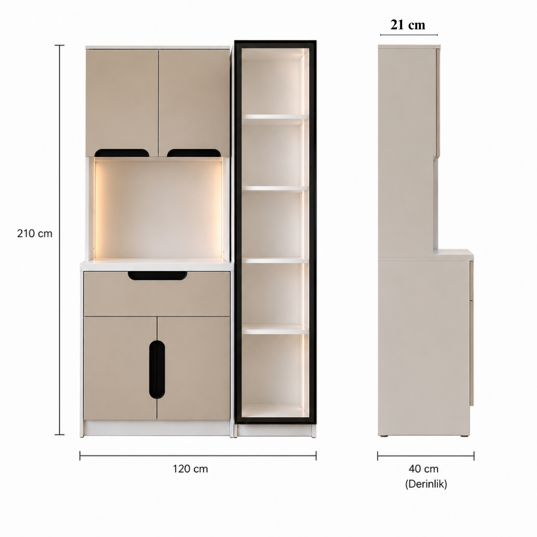 Ledli Kahve Köşesi Dolabı - %100 MDF