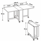 Folding Leaf Multi-Purpose Dining Table with Metal Legs - White