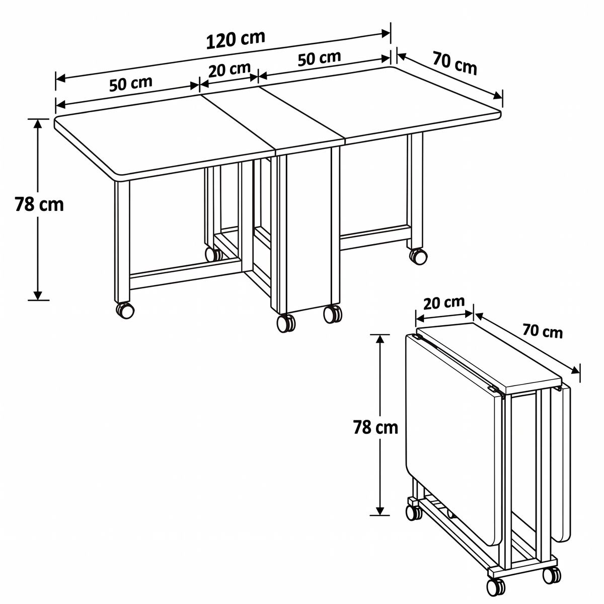 Multipurpose Folding Drop-Leaf Dining Table with Metal Legs - Travertine