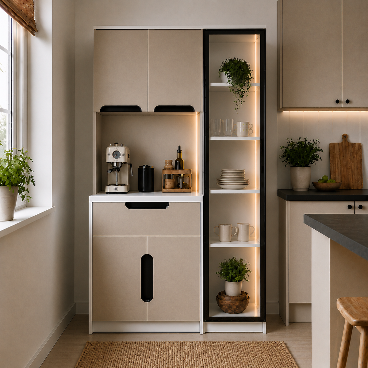 Mona Ledli Kahve Köşesi Dolabı - %100 MDF