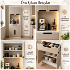 Meuble de coin café avec LED - 100 % MDF - 80 CM