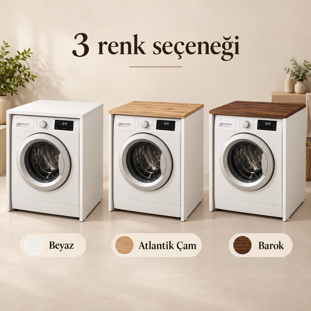 MDF Bathroom Cabinet for Washer and Dryer without Door - Matte White