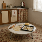Table ronde pliante à pieds métalliques – Table blanche polyvalente pour étaler la pâte
